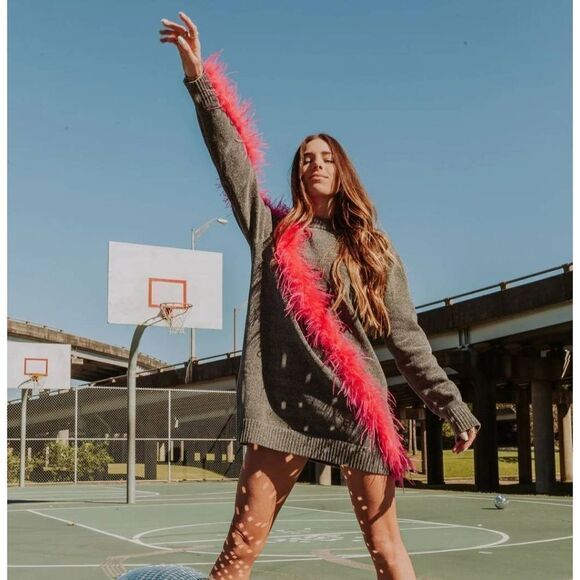 Queen of sparkles diagonal feather sweater dress sz XS - Picture 1 of 6
